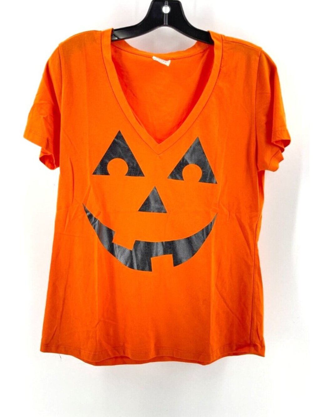 Women's Happy Halloween Spooky Orange Jack O Lantern Pumpkin T-Shirt Size Large